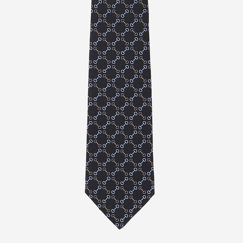 Gucci Jacquard Silk Morsetto Print Necktie — Black Neckties