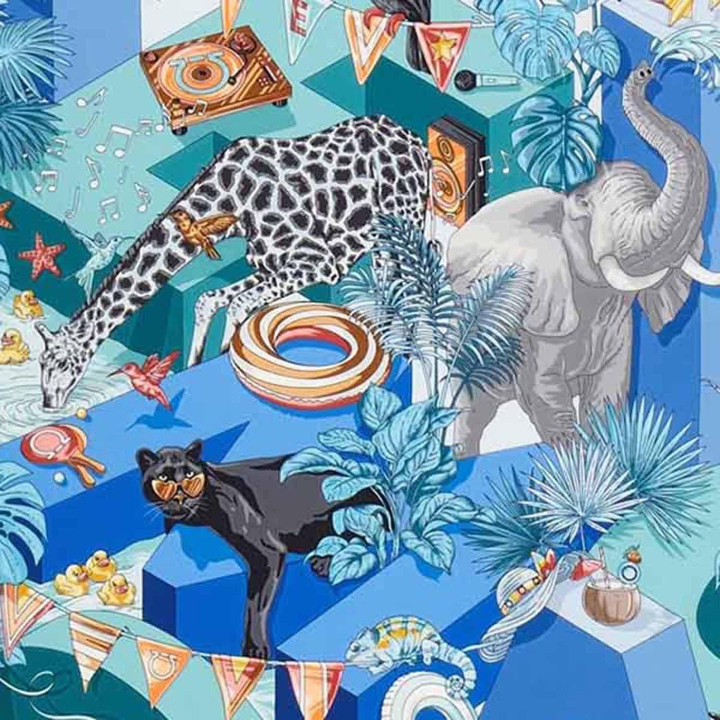 Ferragamo Jungle Party Silk Scarf — Multicolor Scarfs