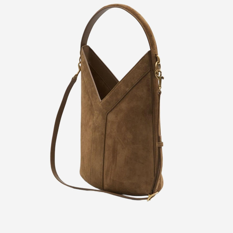 Saint Laurent Bucket Bag — Brown Suede