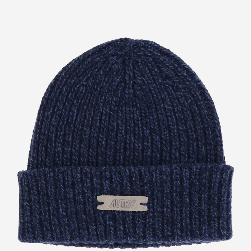 Autry Beput7kb Wool Ribbed Beanie — Navy Beanies