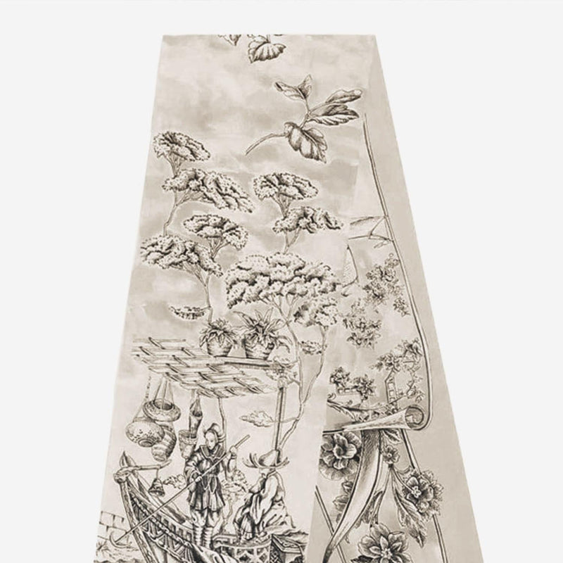 Ferragamo Voyage Print Silk Scarf — Beige Scarfs
