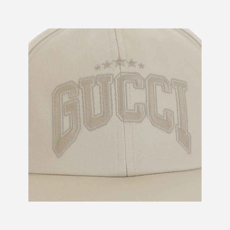 Gucci 817455 Logo-Embroidered Cotton Baseball Cap — White Caps