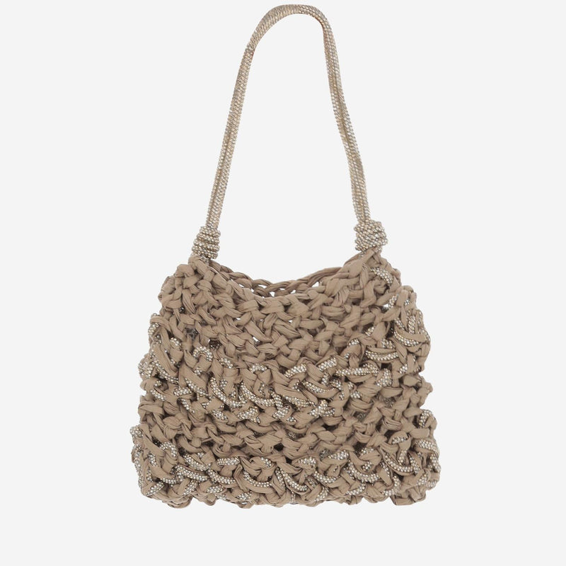 Mela Victory Shoulder Bag — Beige Fibra Naturale