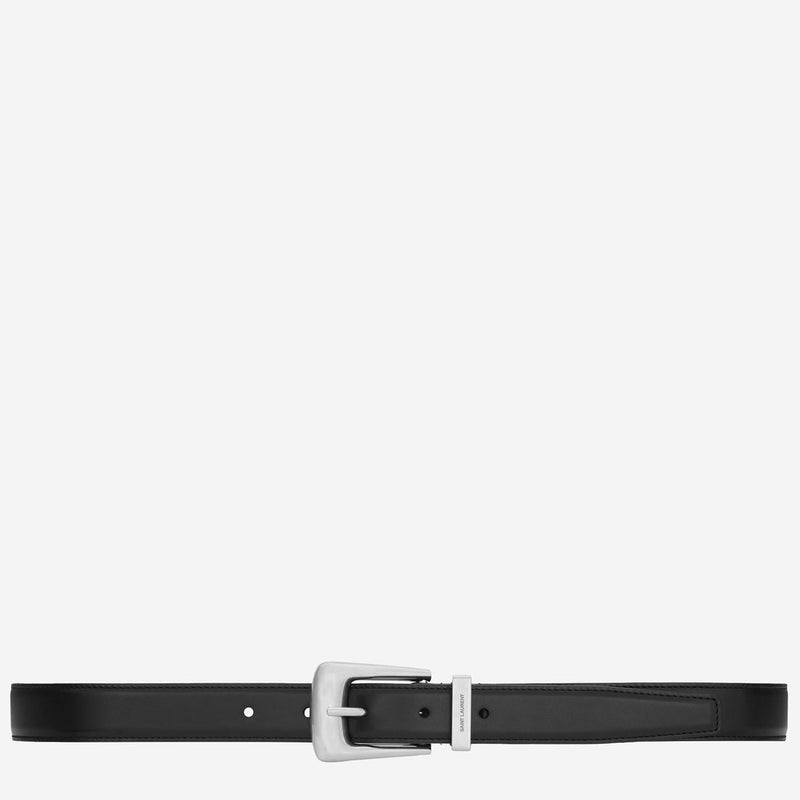 Saint Laurent Smooth Calfskin Leather Belt — Black