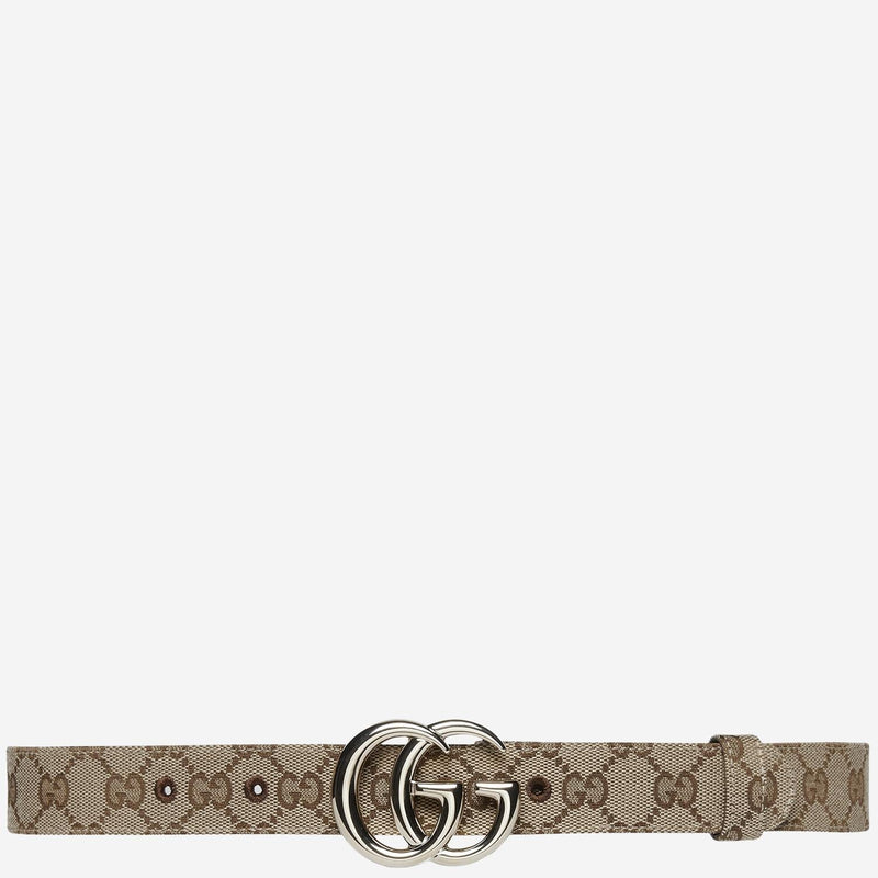 Gucci Double G Logo Belt — Beige Polyester