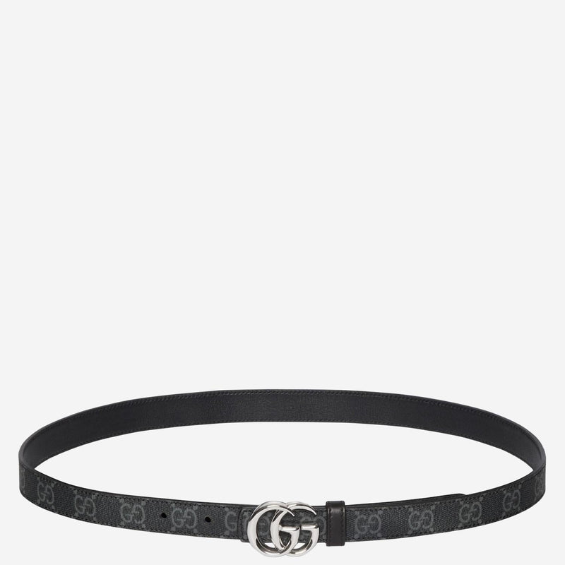 Gucci Gg Supreme Reversible Belt — Black Fabric
