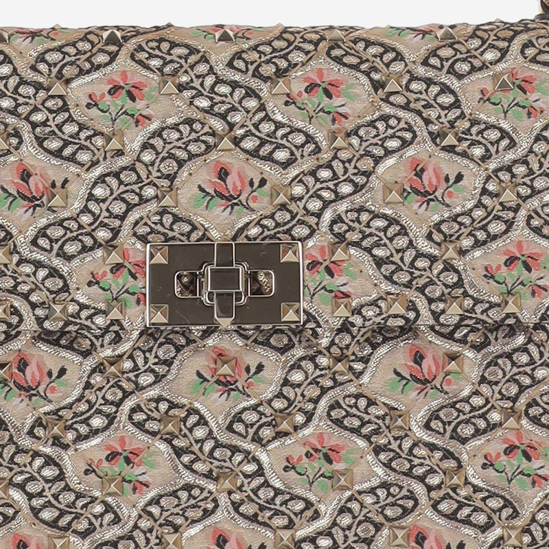 Valentino Garavani Shoulder Bag — Rose Gold Leather And Fabric
