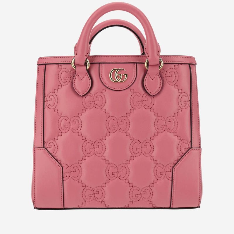 Gucci Gg Matelassé Tote Bag — Pink Calfskin Leather