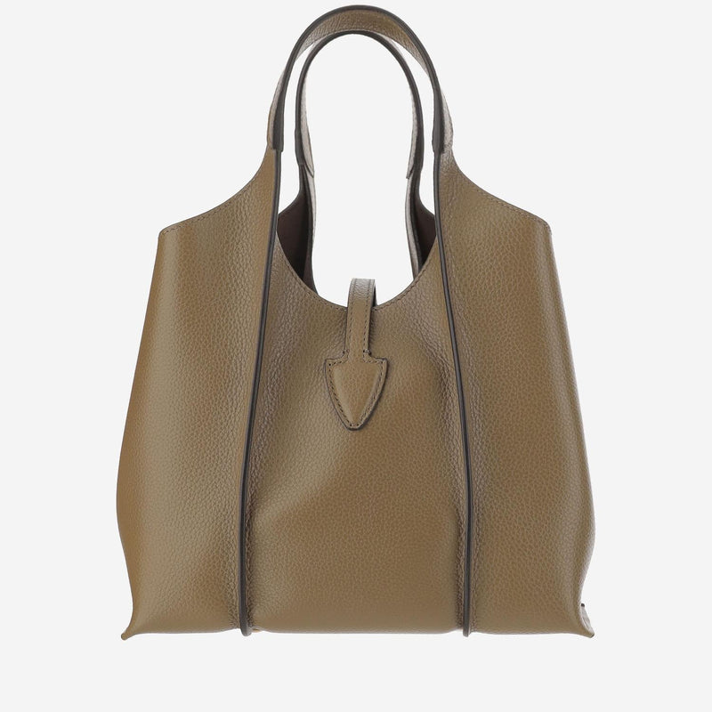 Tods Grained Calfskin Shoulder Bag — Brown