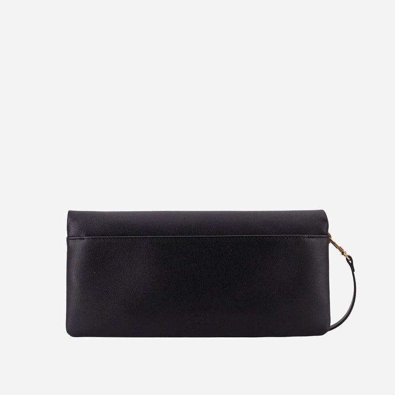 Pinko Love Bag Click Clutch — Black Leather