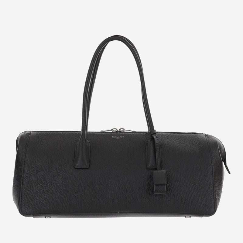 Saint Laurent Hammered Leather Shoulder Bag — Black