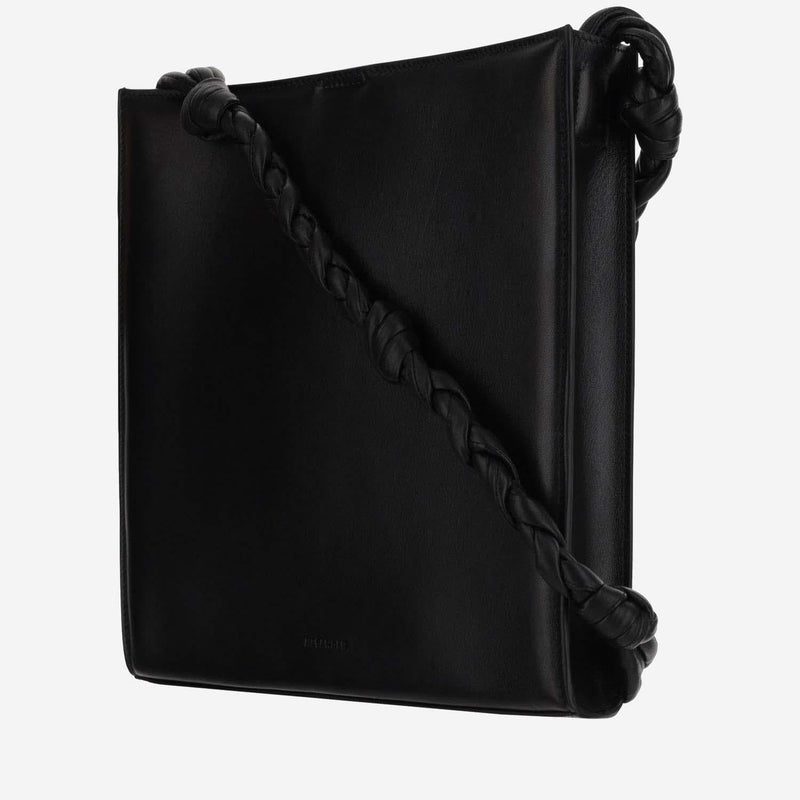 Jil Sander Tangle Crossbody Bag — Black Leather