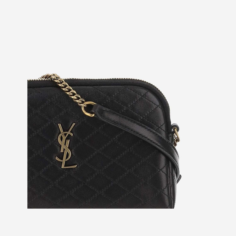 Saint Laurent Quilted Lambskin Leather Shoulder Bag — Black