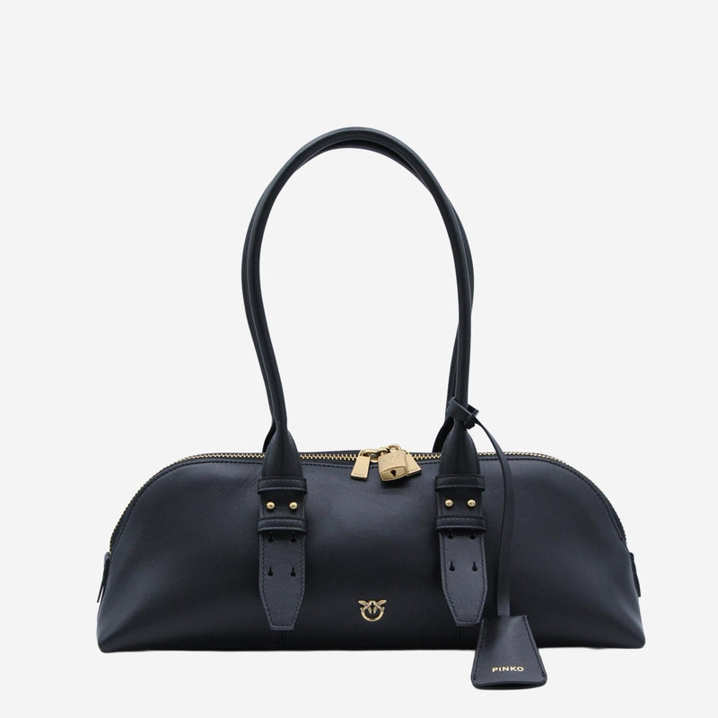 Pinko Escape Shoulder Bag — Black Leather