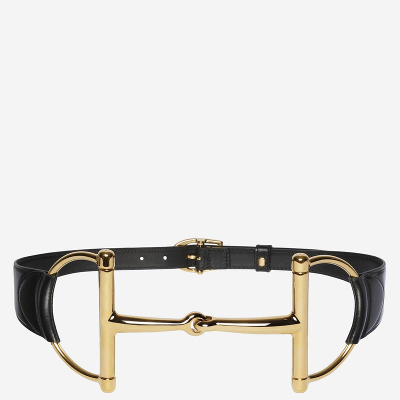 Gucci Oversized Clasp Calf Skin Belt — Black