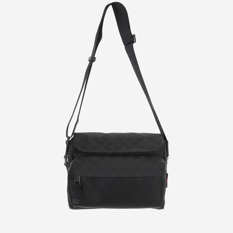 Gucci Gg Monogram Nylon Shoulder Bag — Black Polyamide