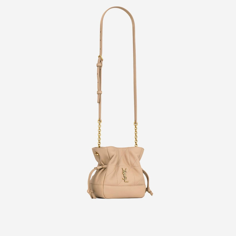 Saint Laurent Cassandre Shoulder Bag — Beige Leather