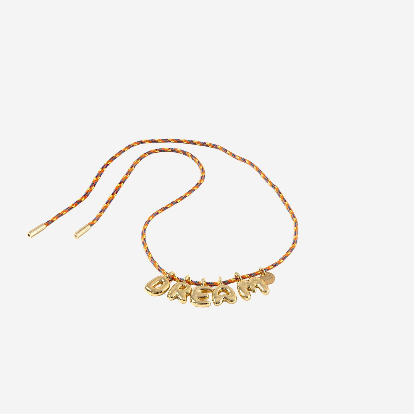 Sorbet Island Bubble Letter Gold-Plated Necklace — Multicolor Fabric And Metal Necklaces