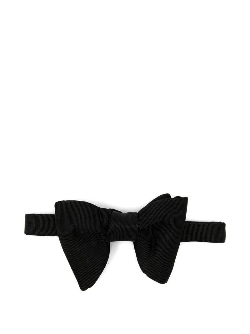 Tom Ford Silk With Grosgrain Trim Bow Tie — Black Ties