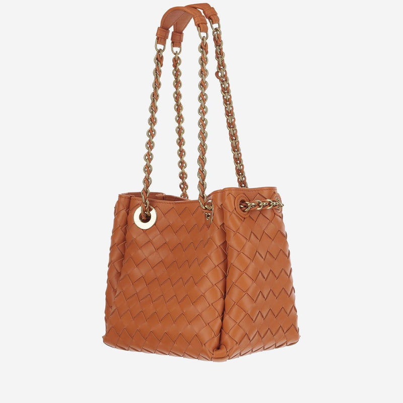 Bottega Veneta Parachute Shoulder Bag — Orange Lambskin