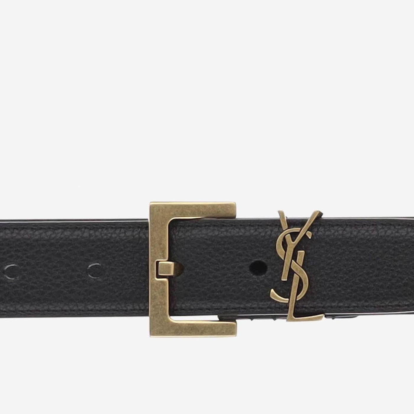 Saint Laurent Cassandre Belt — Black Calfskin