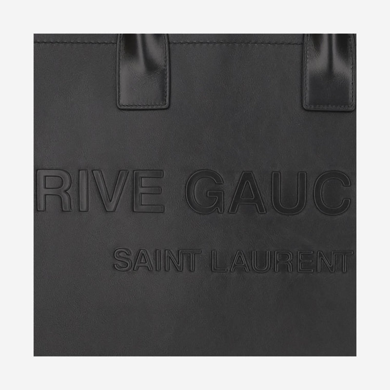 Saint Laurent Rive Gauche Tote Bag — Black Calfskin