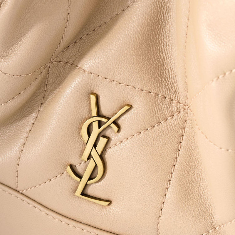 Saint Laurent Cassandre Shoulder Bag — Beige Leather