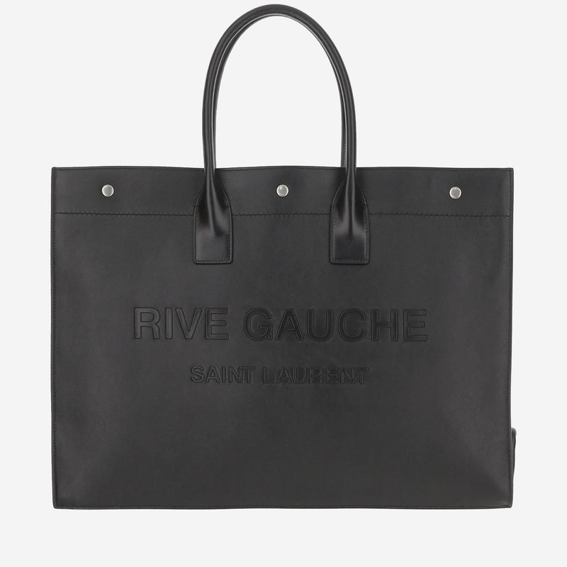Saint Laurent Rive Gauche Tote Bag — Black Calfskin