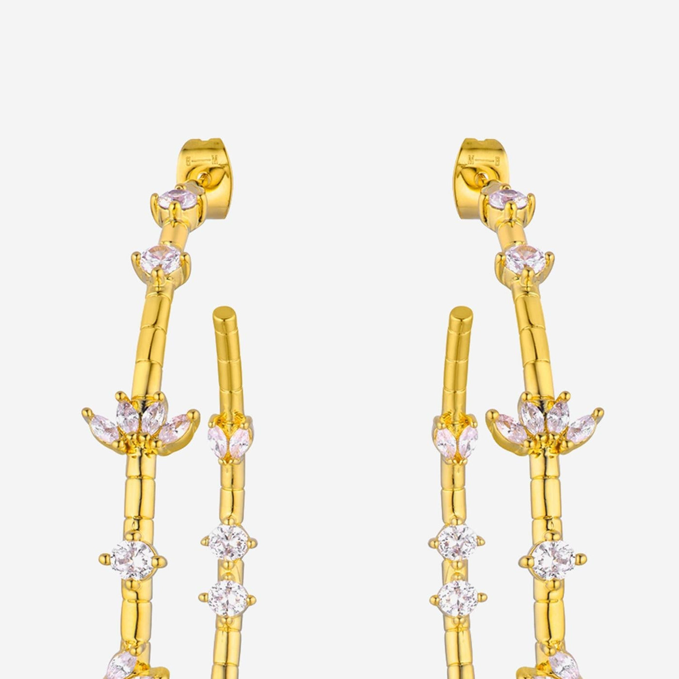 Mya Bay Crystal-Embellished Hoop Earrings — Gold Brass