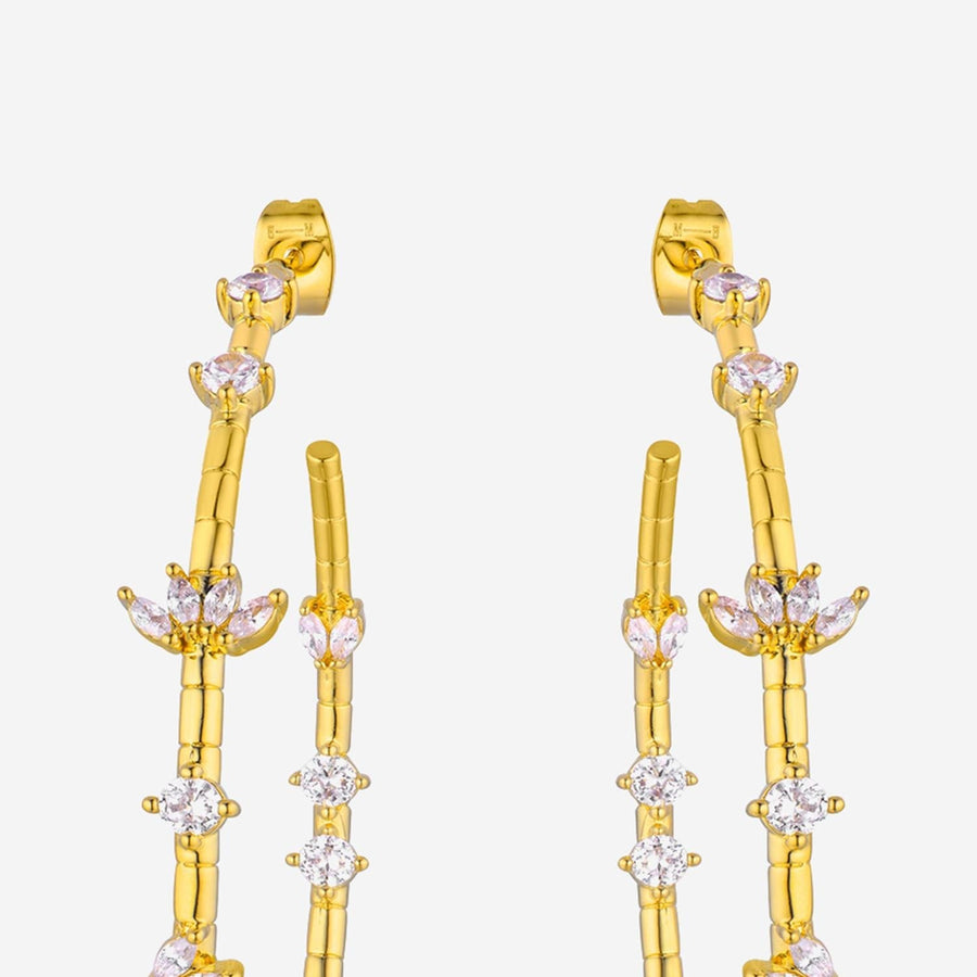 Mya Bay Crystal-Embellished Hoop Earrings — Gold Brass