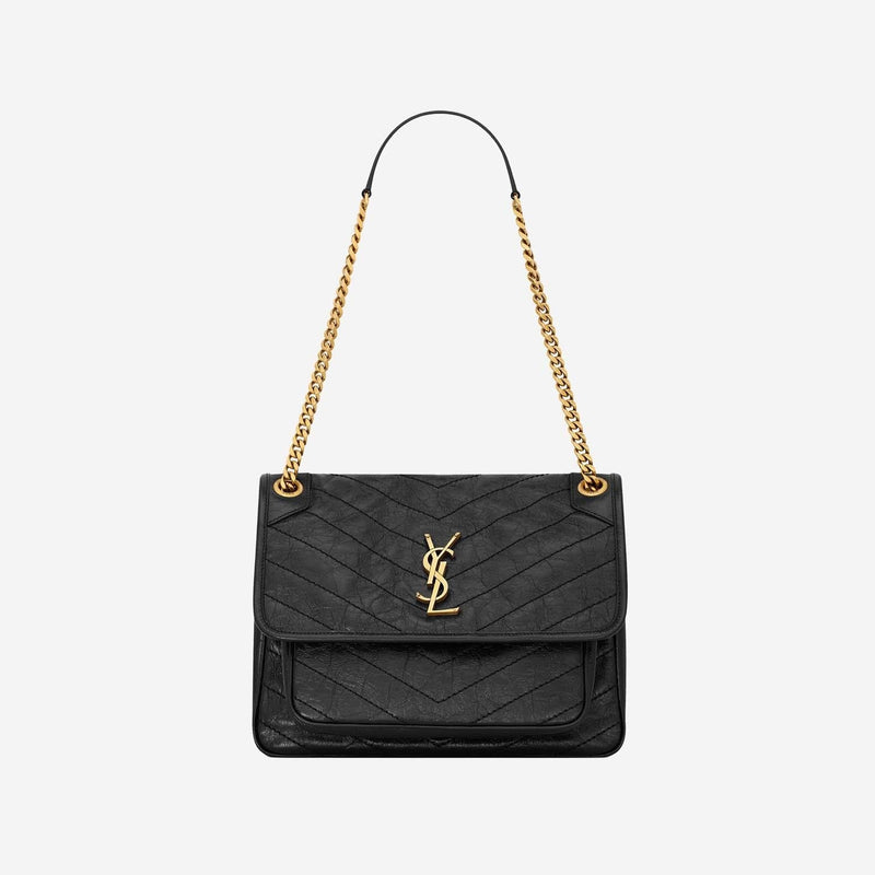 Saint Laurent Niki Shoulder Bag — Black Leather