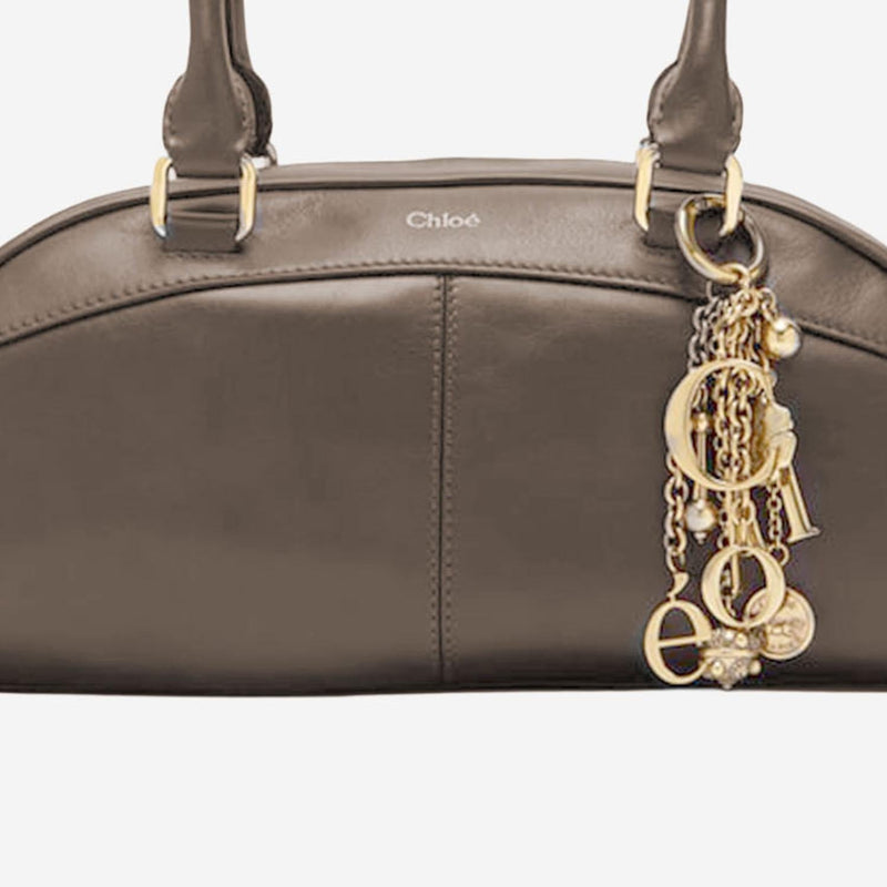 Chloé Leather Bowling Shoulder Bag — Taupe