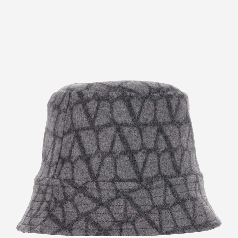 Valentino Garavani Whga65mpf Toile Iconographe Wool Bucket Hat — Gray Lana
