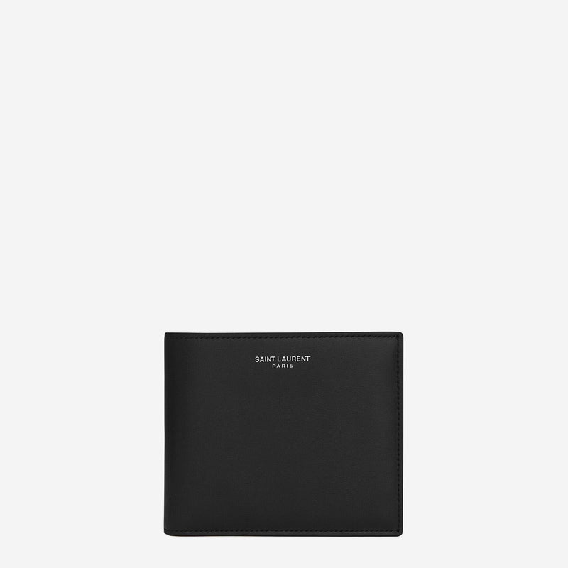 Saint Laurent Embossed-Logo Leather Wallet — Black