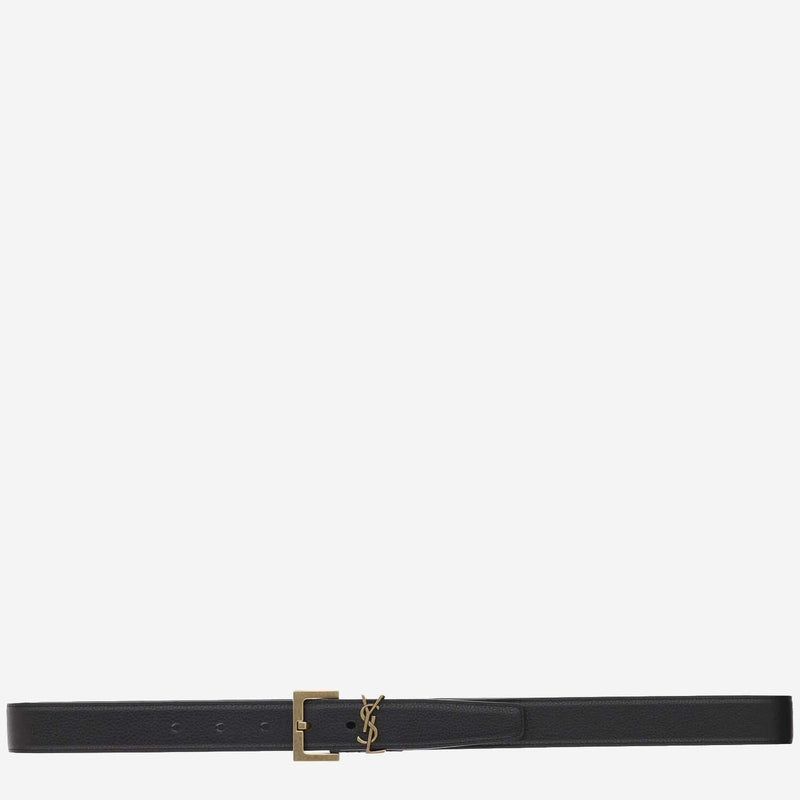 Saint Laurent Cassandre Belt — Black Calfskin