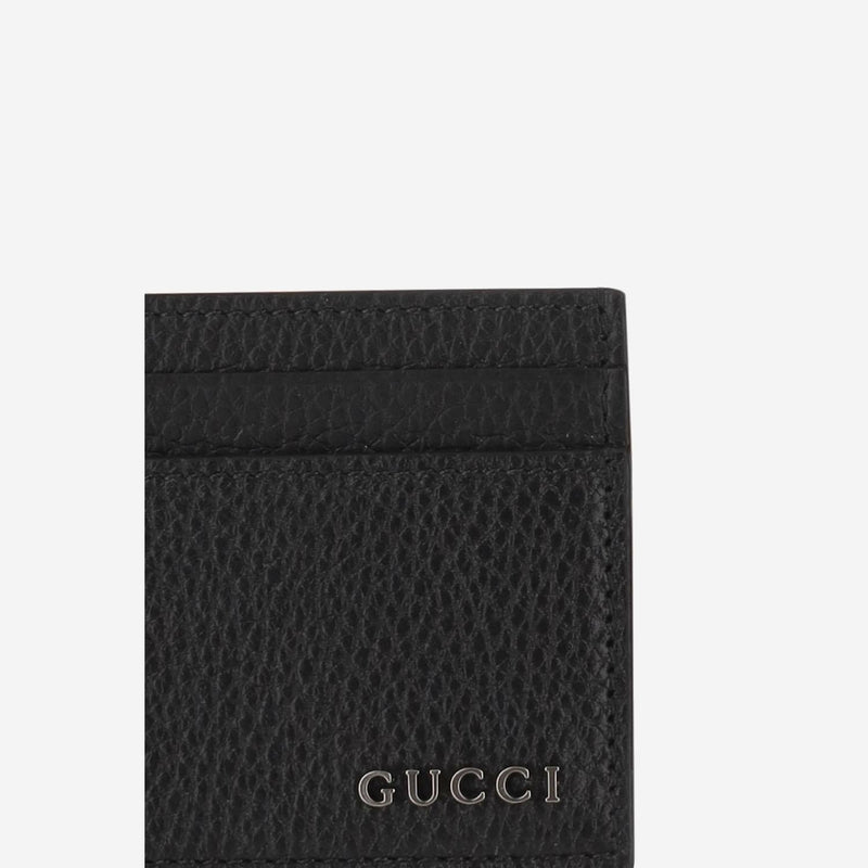 Gucci Leather Logo Card Case — Black Cases