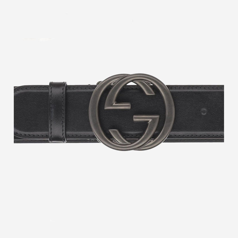 Gucci Gg Buckle Calfskin Belt — Black