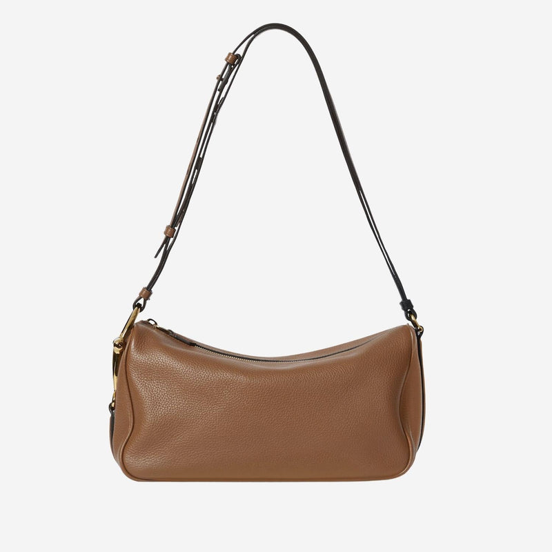 Gucci Half Horsebit Leather Shoulder Bag — Brown