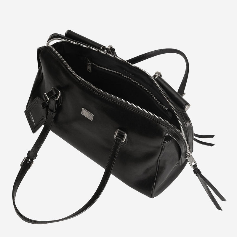 Dolce & Gabbana Vittoria Shoulder Bag — Black Calfskin