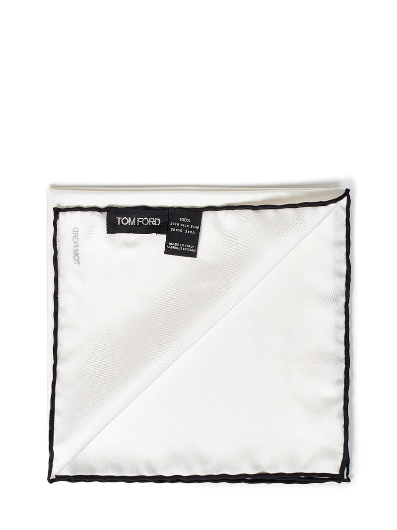 Tom Ford Hand-Rolled Silk Pocket Square — White Scarfs