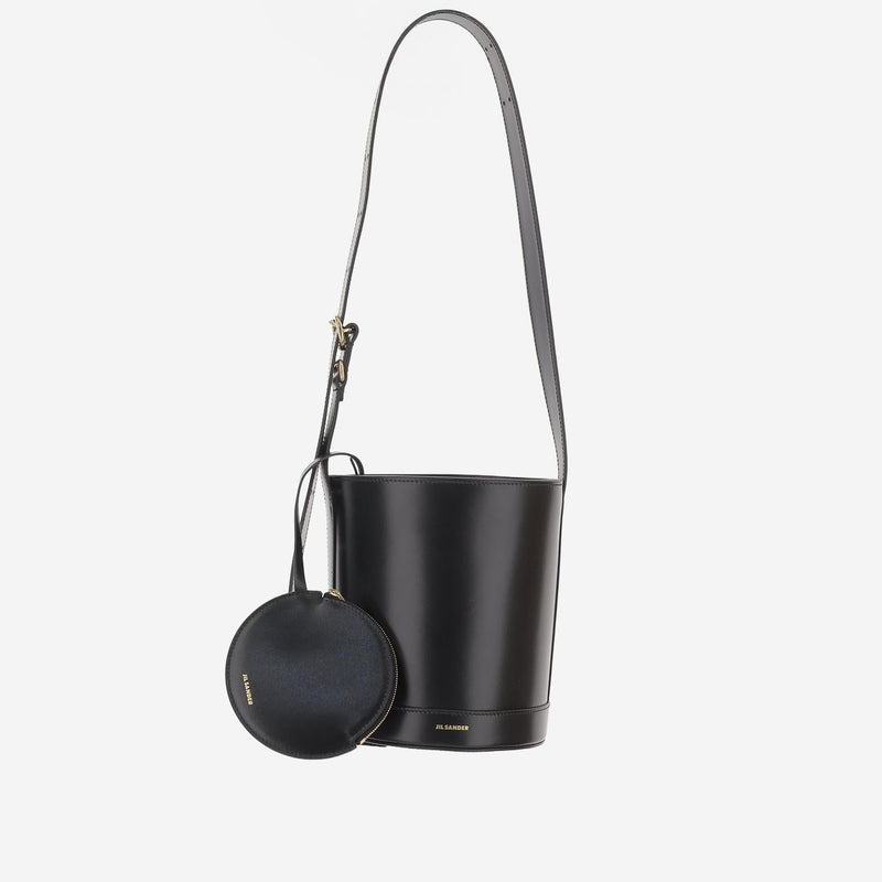 Jil Sander Calfskin Leather Bucket Bag — Black