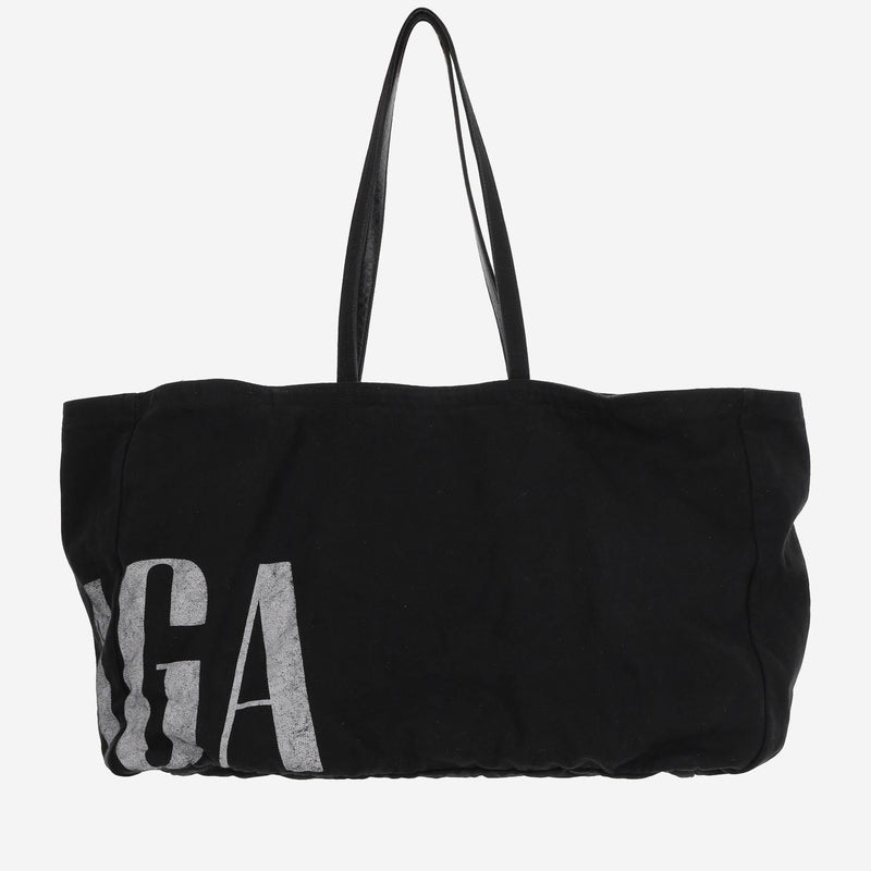 Balenciaga Logo-Embroidered Cotton Blend Tote Bag — Black