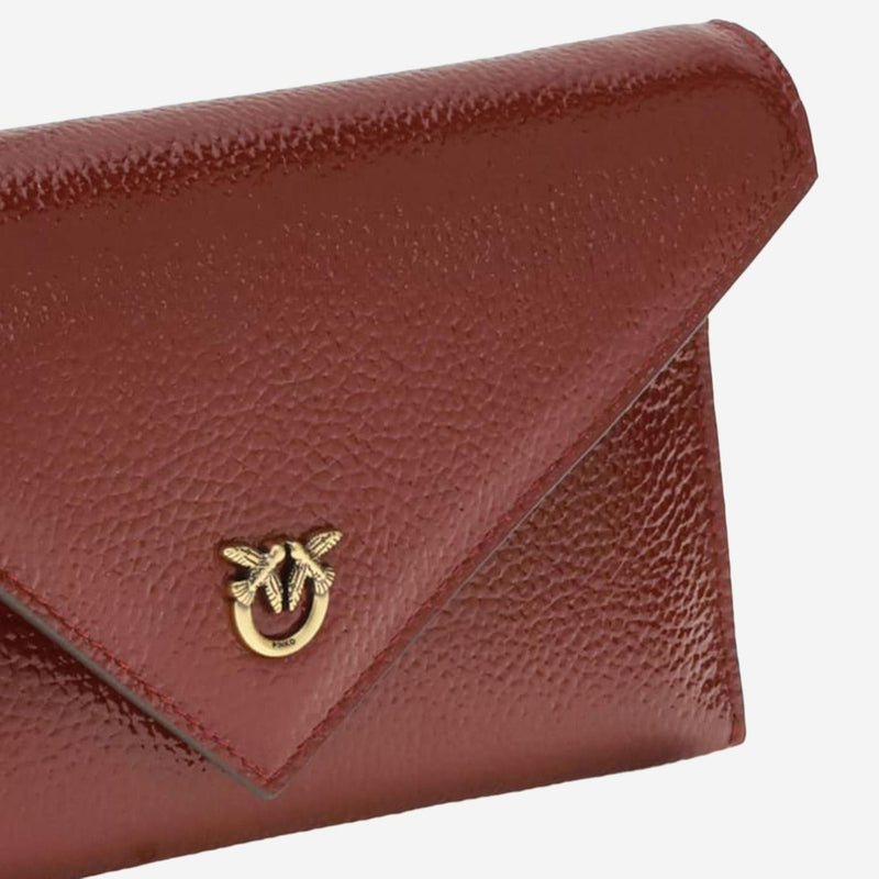 Pinko Hammered Leather Clutch — Red