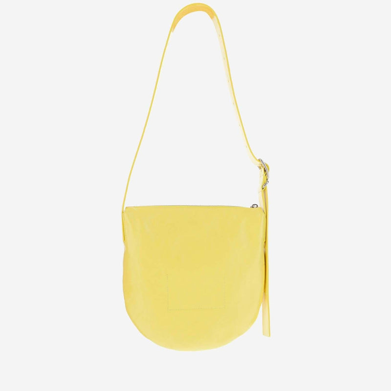 Jil Sander Crinkled Calfskin Shoulder Bag — Yellow