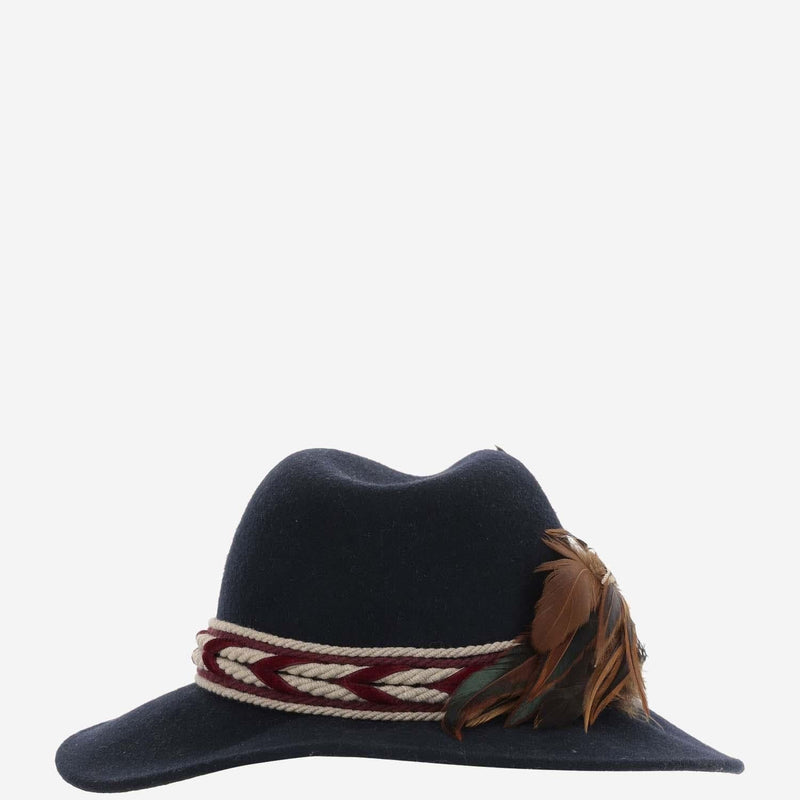 Alexia Alvarez De Toledo Bluemarinefedora Fedora — Navy Wool Fedoras