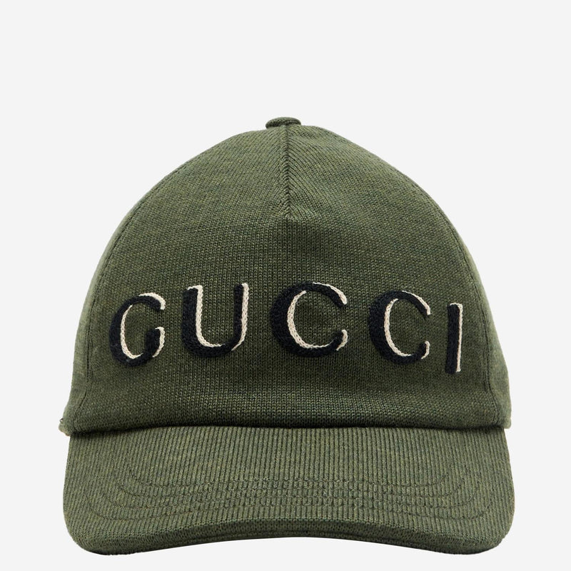 Gucci 817507 Wool Logo-Embroidered Baseball Cap — Green Caps