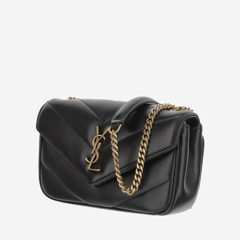 Saint Laurent Shoulder Bag — Black Lambskin Leather