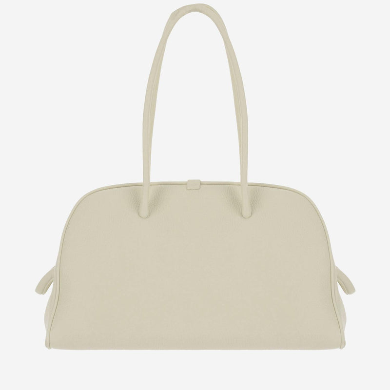 Jacquemus Bow-Handle Calfskin Shoulder Bag — White Leather