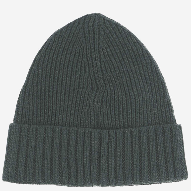 Stone Island N100003 Ribbed Wool Blend Beanie — Green Beanies