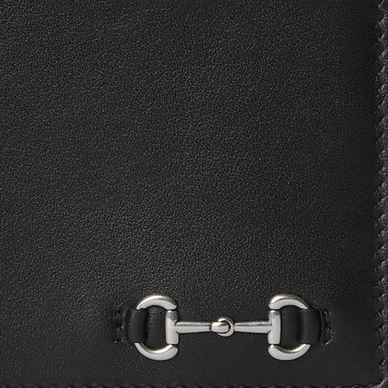 Gucci Calfskin Bi-Fold With Clamp Wallet — Black